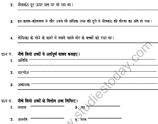 Cbse Class 7 Hindi Worksheet Set D